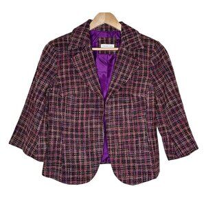 Coldwater Creek Wool Blend Blazer Womens Size 10 Lined Tweed Multicolor Jacket